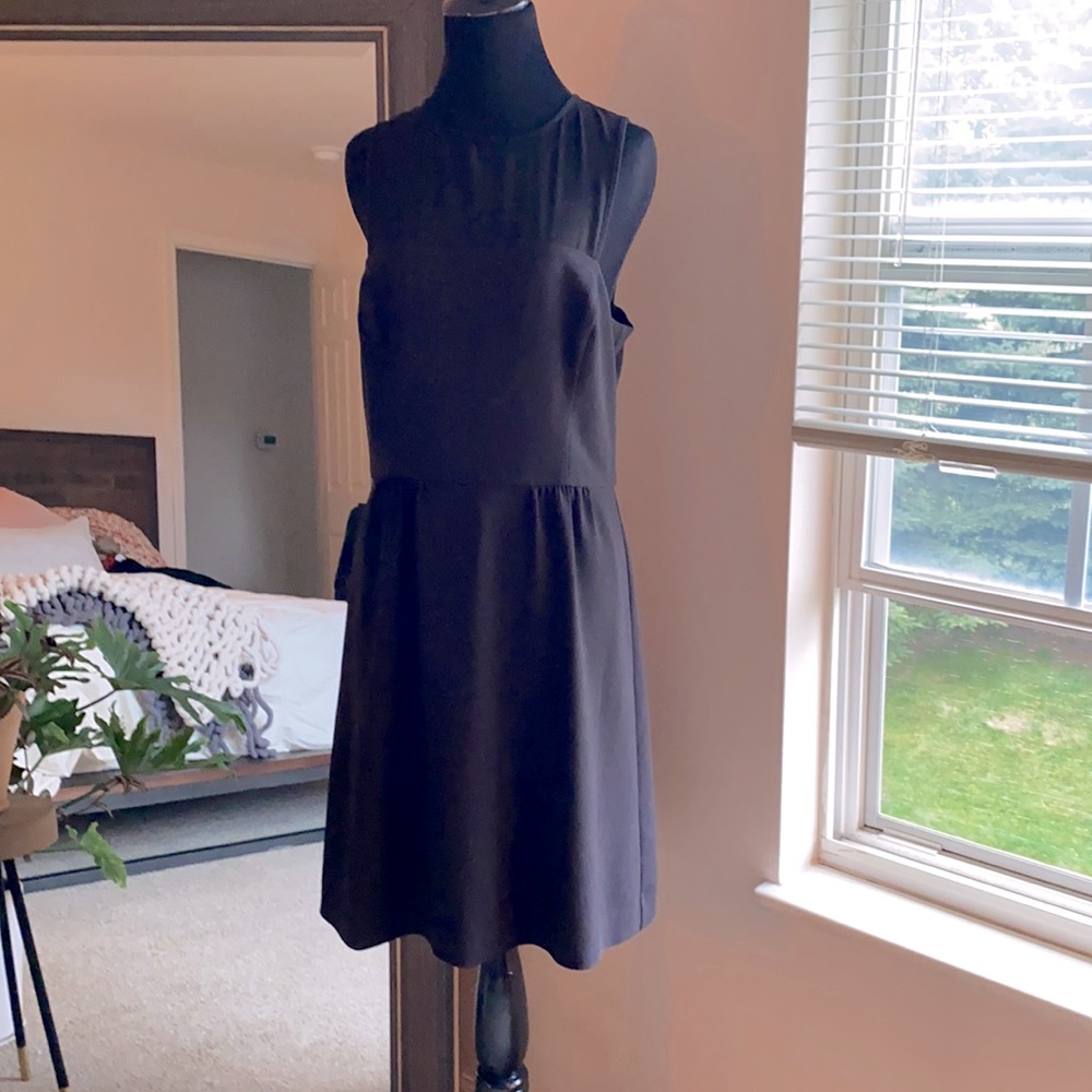 Black BR fit & flare dress with mesh detailing